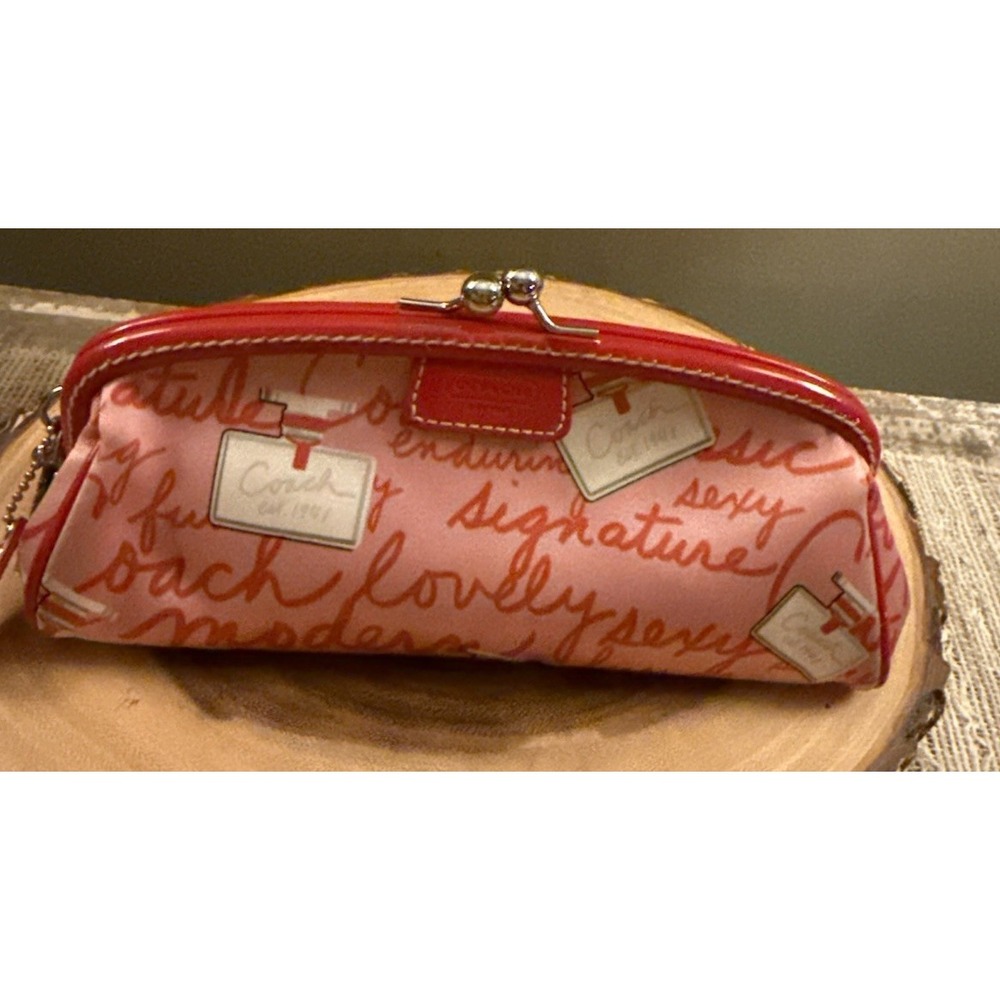 Vintage Coach Kisslock Clutch Pouch Fragrance Valentines Print Pink Red Y2K Rare